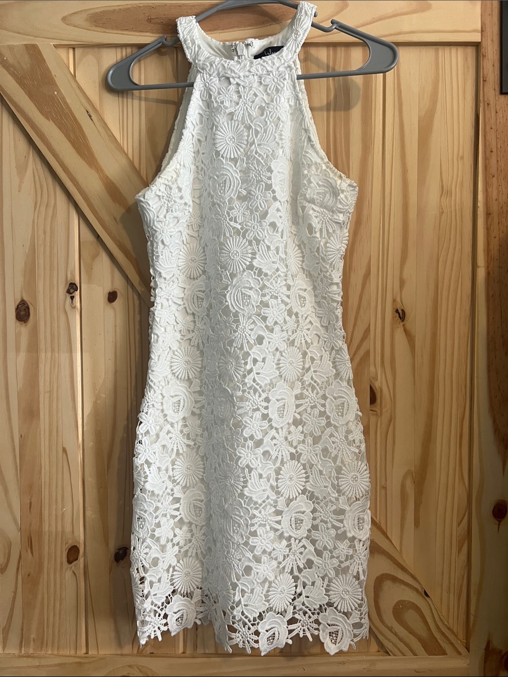 Lulu's White Lace Halter Mini Dress